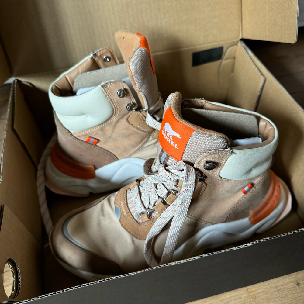 Sorel KINETIC Tawny Buff and Orange High-Top Waterproof Fall/Winter Boots Size 9 - Picture 7 of 9